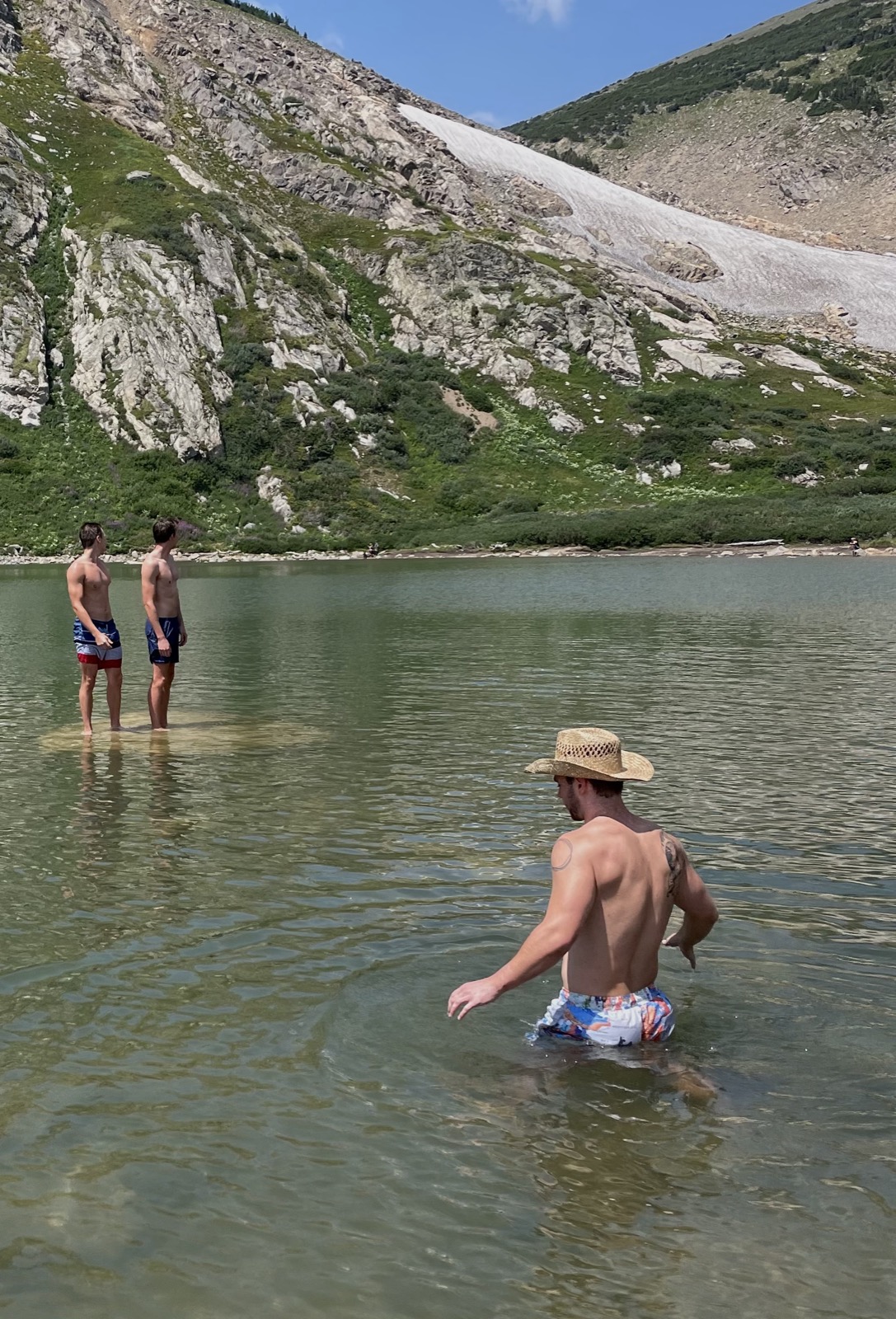 Alpine lake swimming